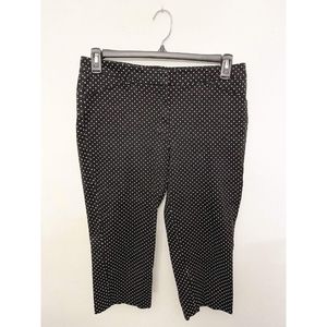 New Directions Crop Pants Black/White Polka Dots Size 10